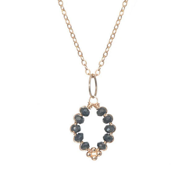 Adorned Leaf Necklace in Black Spinel
