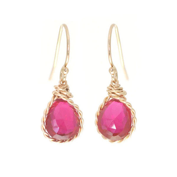 Sprouted Gem Earrings in Red Topaz